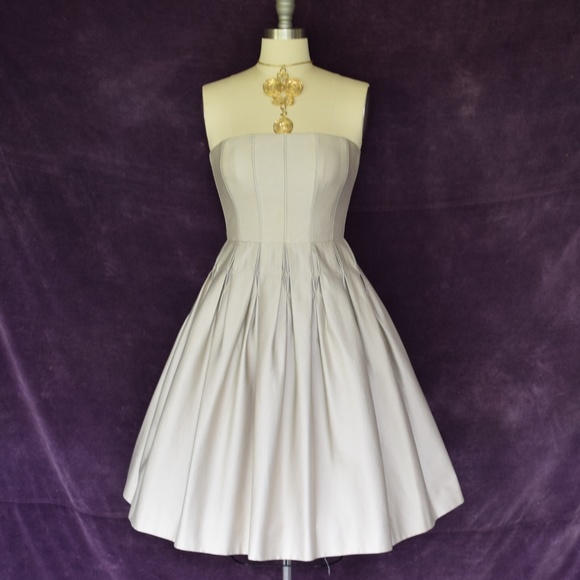 Calvin Kline Khaki full skirt pleated party dress - Picture 4 of 8